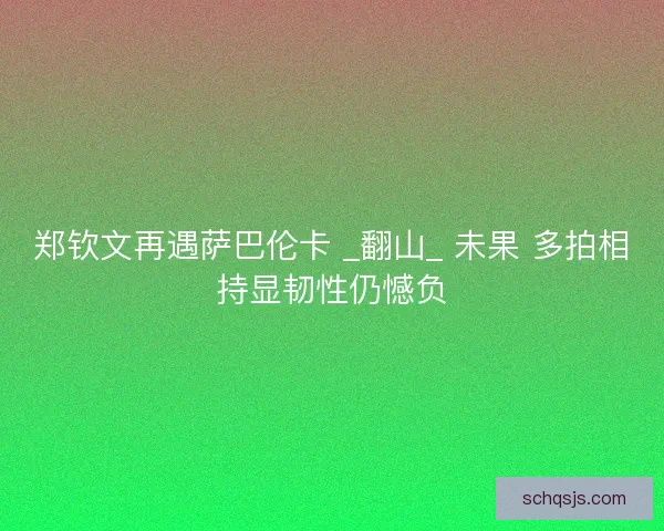 郑钦文再遇萨巴伦卡 _翻山_ 未果 多拍相持显韧性仍憾负