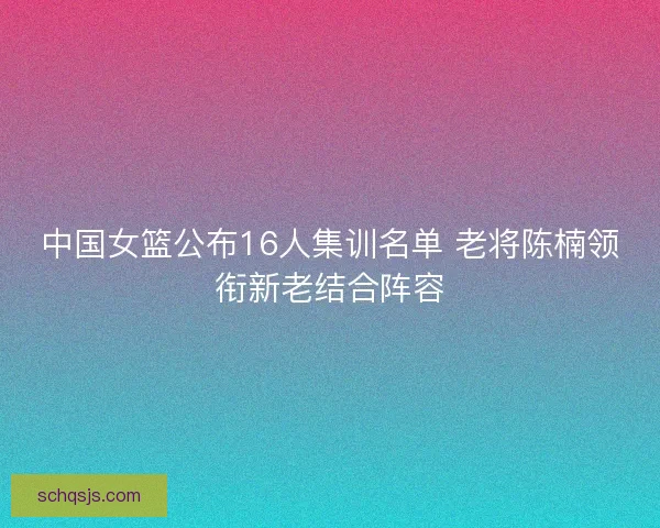 中国女篮公布16人集训名单 老将陈楠领衔新老结合阵容