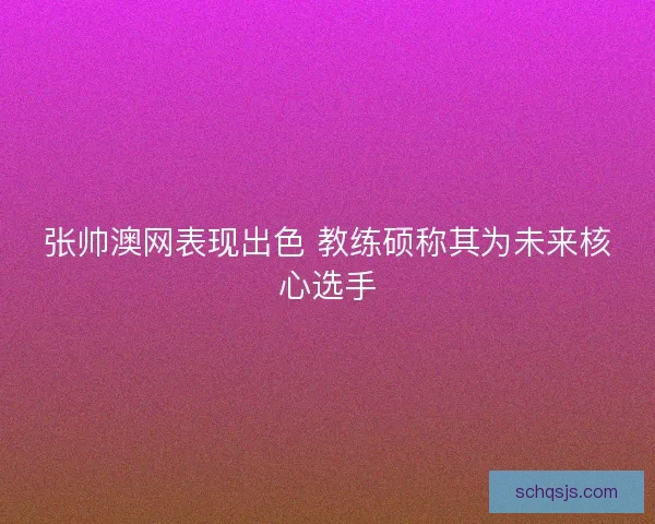 张帅澳网表现出色 教练硕称其为未来核心选手