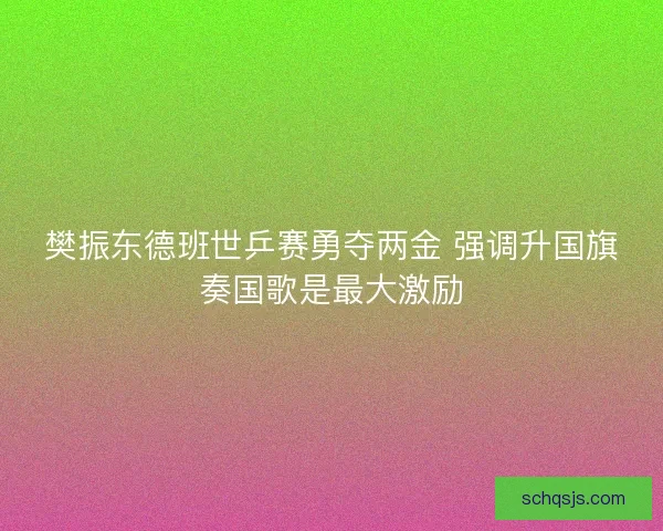 樊振东德班世乒赛勇夺两金 强调升国旗奏国歌是最大激励