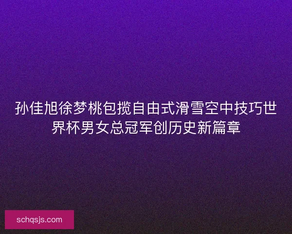 孙佳旭徐梦桃包揽自由式滑雪空中技巧世界杯男女总冠军创历史新篇章